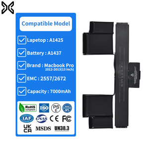 Batería Recargable de Polímero de Litio A1437 para Laptop <span class=keywords><strong>MacBook</strong></span> <span class=keywords><strong>Pro</strong></span> <span class=keywords><strong>13</strong></span>" <span class=keywords><strong>2012</strong></span> 2013 11.21V 74.0Wh 7000mAh A1425 2557 2672 en Stock - Product Image 1