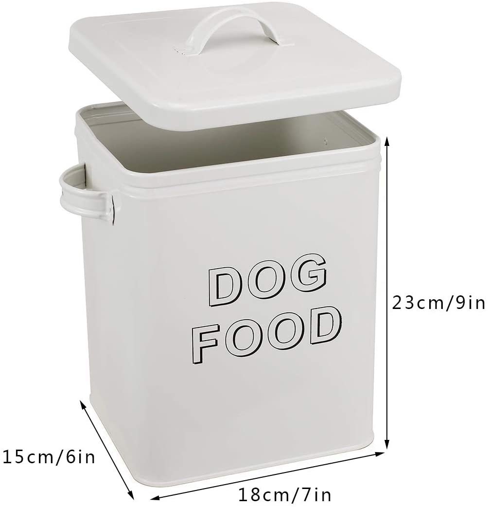 contenedor bin y la comida de perro de almacenamiento lata con la tapa con la manija | 4lbs Capacidad | Servir cuchara incluido