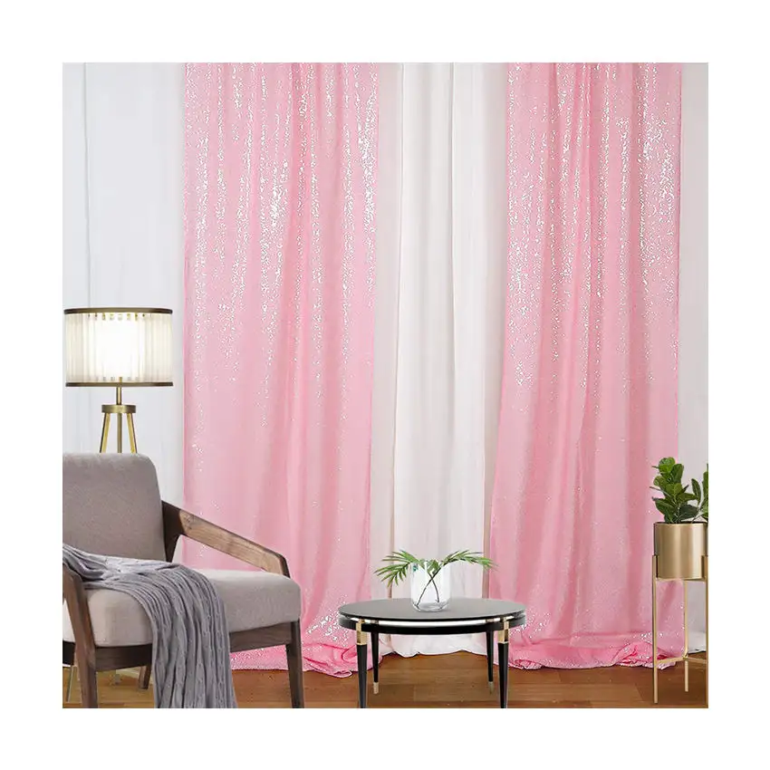High Quality Wedding Birthday Event Party Supplies Decoration Pink 2ft x 8ft Sequin Wedding Backdrop