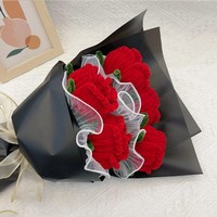 QY Hadiah Bunga Unik Hari Valentine Produk Jadi Buket Mawar Buatan dari Pipa Pembersih, Rangkaian Buket Tongkat Putar