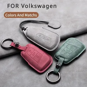 1 unidad Funda de cuero para llave de coche con llavero para VW Volkswagen Golf 7 Mk7 Tiguan Mk2 Ateca <span class=keywords><strong>Leon</strong></span> <span class=keywords><strong>FR</strong></span> Ibiza Skoda Octavia Kodiaq - Product Image 1