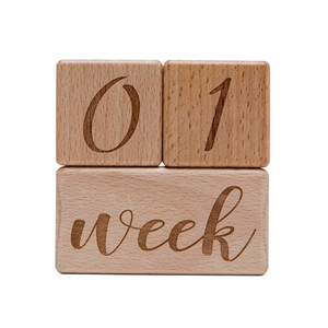 Blocs de jalons de développement pour bébé en <span class=keywords><strong>bois</strong></span> écologique, personnalisables, de petite taille, pour la création de projets DIY, pour marquer les semaines, les mois et les années - Product Image 1