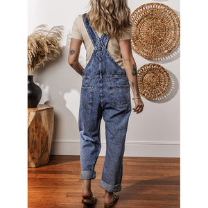Cher amoureux en gros Boutique en vrac Western jambe droite une pièce décontracté Vintage dames <span class=keywords><strong>Jean</strong></span> Denim combinaison femmes - Product Image 5