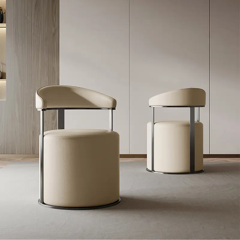 italienischer minimalistischer wohnzimmersessel Heim runder hocker wohnzimmer-größe einheit freizeit leder einzelsofa stuhl