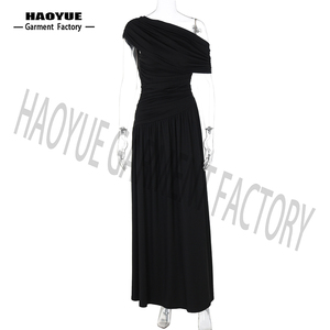 Robes de soirée élégantes, froncées, asymétriques et solides <span class=keywords><strong>pour</strong></span> femmes, robe de soirée <span class=keywords><strong>pour</strong></span> dames, nouvelle collection d'été, vêtements en gros - Product Image 4