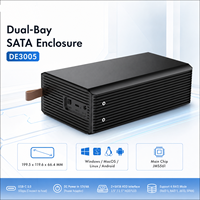 Caja de Disco Duro RAID de Doble Bahía, USB 3.0 Tipo-C 5Gbps, para Discos Duros SATA de 2.5/3.5 Pulgadas, con Ventilador de Refrigeración, RAID0, RAID1, JBOD, SPAN