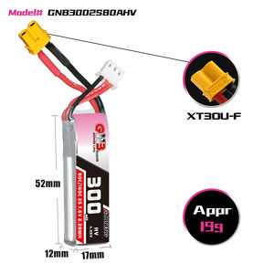 Batterie LiPo GNB 300mAh 80C 160C Multi-S Mini HV 4.35V à décharge rapide pour Drone FPV de course, Modèle de bateau, Accessoires de batterie au lithium - Product Image 3