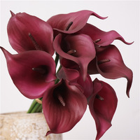 Bouquet de fleurs artificielles au toucher réel, mini Calla Lily à 9 branches, bouquet fait main, fleurs de décoration de mariage en gros