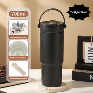 Tasse thermos doublée de céramique de grande valeur pour femmes avec poignée en acier inoxydable Tasse à café et eau glacée froide portable de grande capacité - Product Image 3