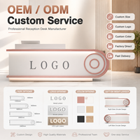 Bureau d'accueil personnalisé en MDF avec logo LED, finition brillante, design moderne et écologique pour salon de beauté et spa des ongles