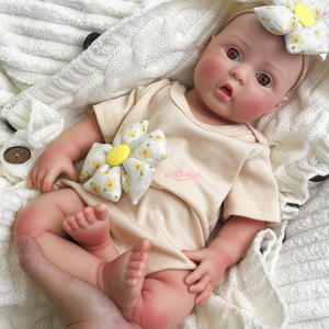 16 Zoll hoch realistische volle Silikon runde Augen wieder geborene Puppe handgemachte Baby Girl Art Doll mit detaillierten Gesichts merkmalen - Product Image 1
