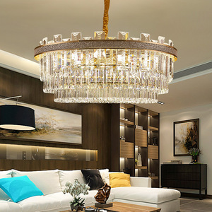 Lustre en cristal doré avec source lumineuse LED, culot E26, en acier inoxydable, télécommande pour salon, AC 220V, intensité variable, haute luminosité - Product Image 6
