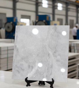 Azulejos de Porcelana Pulida Moderna Antideslizantes y Resistentes al Desgaste, Color Gris Breccia, 600x600 mm, Acabado Brillante, Aspecto Mármol, para Paredes y Pisos de Dormitorios - Product Image 3