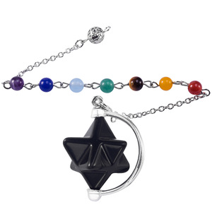 Natural Crystal Healing <strong>Stone</strong> Merkabah Pendant Reiki Gemstone Green Aventurine <strong>Jade</strong> <strong>Stone</strong> <strong>Black</strong> Obsidian Wicca Pendulum Dowsing - Product Image 4