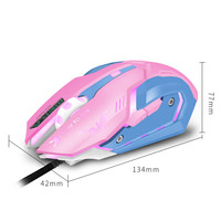 Souris de jeu filaire USB rechargeable pour PC, thème Halloween, D.Va & Reaper Genji, pour le gaming et le bureau
