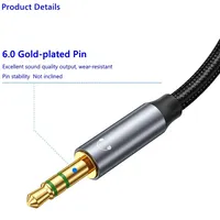 Adaptateur casque-microphone 2-en-1 3,5 mm avec câble AUX et gaine en PVC pour voiture, PC, ordinateur portable, casque de jeu