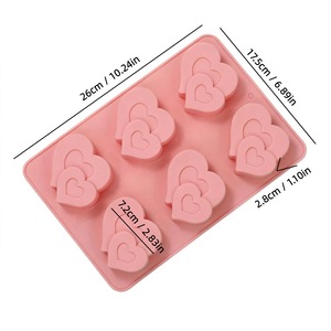 Double Heart <b>Silicone</b> Mold 6 Cavity Oven Safe <b>Baking</b> Tool For Cake Dessert Chocolate Molding - Product Image 5