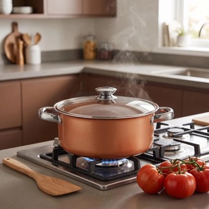 OEM ODM Custom Carbon Steel Non-Stick Cookware <strong>Set</strong> with Glass Lid <strong>Induction</strong> Compatible Soup <strong>Pot</strong> - Product Image 4