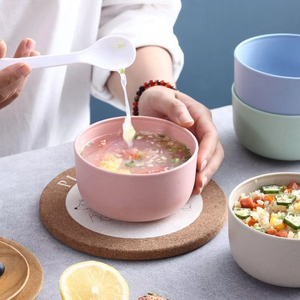 Tazón de Paja de Trigo Ecológico Irrompible Estilo Nórdico 4 Colores Libre de BPA para Hogar Cocina Niños Alimentación Picnic Uso al Aire Libre - Product Image 3