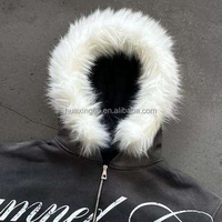 Sweat à capuche personnalisable 100% coton, style rétro streetwear, avec bordure en fourrure - Avec impression/broderie, autres personnalisations disponibles