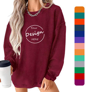 Personalizado de alta calidad de invierno de color sólido bordado al aire libre Casual 100% algodón PANA pulóver cuello redondo de gran tamaño deportivo - Product Image 1