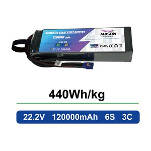 Servicios OEM/ODM, Batería de Estado Sólido para Drones de 440 Wh/kg, 3C, 6S, 120 Ah, 22.2 V, Ultra Alta Energía para Agricultura y Carga a Gran Escala - Product Image 1