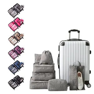 도매 마무리 휴대용 세트 7 개 1 세트 대용량 보관 가방 여행 접이식 주최자 포장 큐브 세트