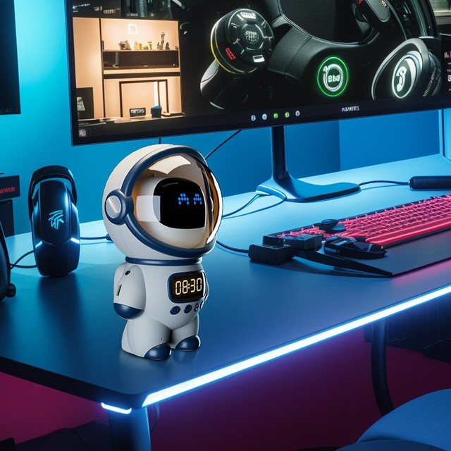 Smart AI Large Model Dou Bao DeepSeek Astronaut Plastic Speaker for TF Card Clock Alarm Multi-function Speaker