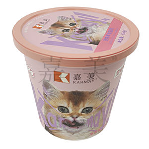 Base d'emballage pour aliments pour chats Plastique 650g rond rose récipient de stockage de nourriture pour chat avec couvercle - Product Image 2