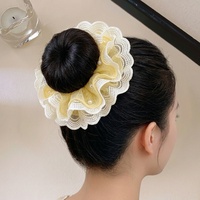 Élastique à cheveux double couche en dentelle et perles, accessoire de luxe pour chignon et queue de cheval basse, vente en gros d'accessoires de mode pour femmes