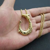 Collier pendentif hameçon hawaïen Maori Tribal Maui hameçon pendentif hameçon hawaïen