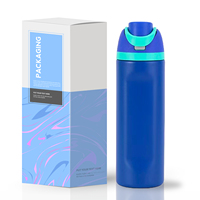 Botella de Agua Ahea con Aislamiento al Vacío para Deportes, Viajes y Automóvil, Botella de Agua de Acero Inoxidable con Pajita y Asa