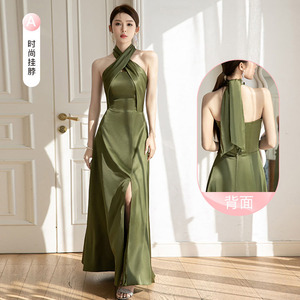Robes de demoiselle d'honneur en satin logo personnalisé <span class=keywords><strong>robe</strong></span> de <span class=keywords><strong>cérémonie</strong></span> de l'avènement de l'âge usine directement moelleux <span class=keywords><strong>longue</strong></span> <span class=keywords><strong>robe</strong></span> d'hôte en gros - Product Image 6