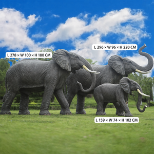 Ensemble de statues d'éléphants en fibre de verre personnalisées OEM, sculpture d'animaux réaliste grandeur nature pour jardin extérieur, zoo, parc à thème, fabricant - Product Image 4