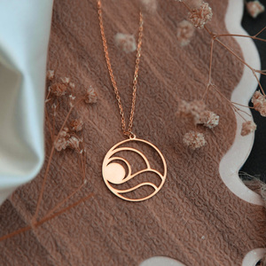 <span class=keywords><strong>Collana</strong></span> Sole Placcata <span class=keywords><strong>Oro</strong></span>, Gioielli con Ciondolo a Onda, Collane per Donne, Charm in Acciaio Inossidabile - Product Image 5