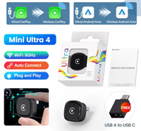 Adaptateur CarPlay sans fil 2-en-1 avec connexion USB, convertit le CarPlay filaire en sans fil pour les voitures équipées d'un CarPlay filaire d'origine