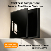 KESHIQI - Panel de Vidrio Templado Negro Brillante con Certificación CE, Tomacorriente de Pared Eléctrico de 10-16 A y 250 V, Interruptor y Enchufe
