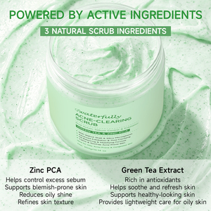 Gommage corporel anti-acné à marque privée au thé vert et zinc PCA, exfoliant, nettoyant les pores et lissant, 3 Gommages Naturels - Product Image 2