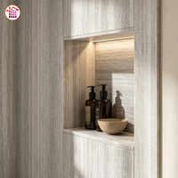 Dalle de quartzite gris naturel poli et affiné sur mesure pour la rénovation de salles de bain résidentielles