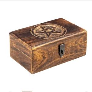 Boîte de pentagramme en bois, boîtes en bois personnalisées, boîte de rangement de bijoux en bois, boîte de sorcières, décoration de la maison wiccan - Product Image 1