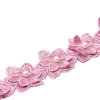 6 pétales Double couche maille broderie dentelle garniture bricolage femmes jupe artisanat tissu en gros à la main 3D fleur Organza perle dentelle