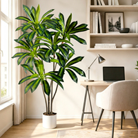 Tanaman Dracaena Real Touch Mewah dengan Pot Putih untuk Dekorasi Rumah Modern dan Lanskap Interior Kantor, Tersedia Pasokan Grosir