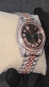 高級ビジネスウォッチ メンズ ステンレススチール ミヨタ ブリン ブリン ローズシルバー 自動日付 クォーツ ヒップホップ ギフト 彼氏へ - Product Image 3