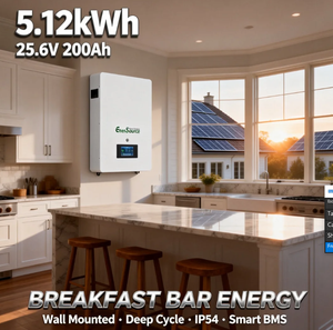 Batterie solaire 24V 25.6V 200Ah 5kWh pour système d'énergie solaire, montage mural - Product Image 1