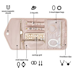 Estuche Organizador de Joyas de Viaje Personalizado, Bolsa de Joyería Plegable para Viajar - Product Image 2