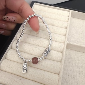 S925 Sterling Silver <b>Bead</b> <b>Bracelet</b> With Natural Stone Charm For Women Gift Jewelry - Product Image 1