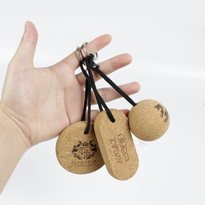 Halloween Party Keychain Men's Car Keychains Made Pure Wood PU Leather Spherical Cork for Family Keychains