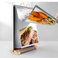 Présentoir de menu en bois A5 écologique support de menu à rabat portable pour restaurants hôtels magasins bureaux