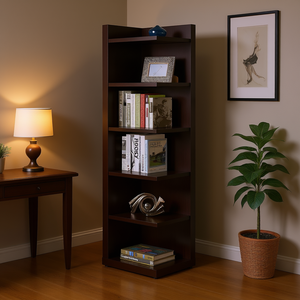 Libreria angolare a 6 ripiani, moderna, in legno, per casa, ufficio o biblioteca, design elegante e salvaspazio - Product Image 2