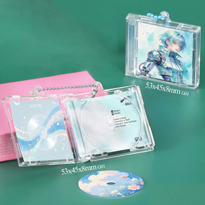SUNSHINE Custom NFC Mini CD Vinyl <b>Record</b> Keychain Clear Mini Album <b>Case</b> Charm Personalized Acrylic Music CD Key Chain Box - Product Image 1